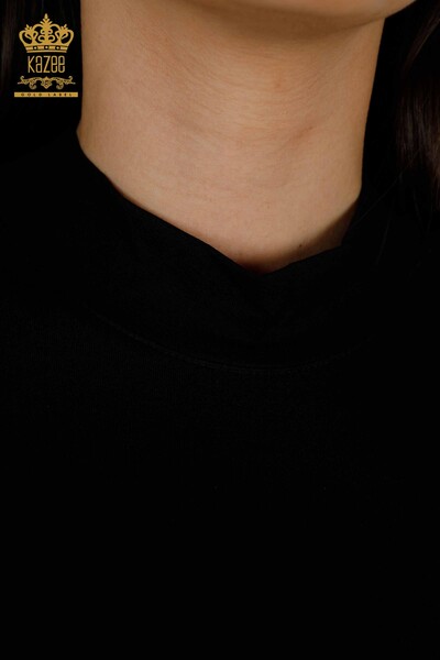 Bluză cu mânecă scurtă pentru femei negru - 79264 | KAZEE - Thumbnail (2)