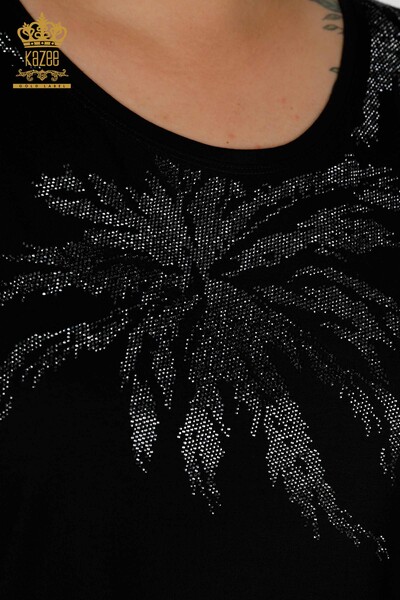 Bluză cu mânecă scurtă pentru femei negru - 79324 | KAZEE - Thumbnail