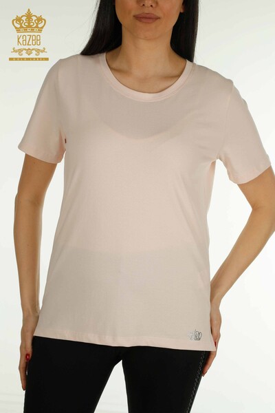 Bluză de damă cu ridicata - Mânecă scurtă - pudră ușoară - 79563 | KAZEE - Thumbnail