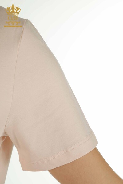Bluză de damă cu ridicata - Mânecă scurtă - pudră ușoară - 79563 | KAZEE - Thumbnail