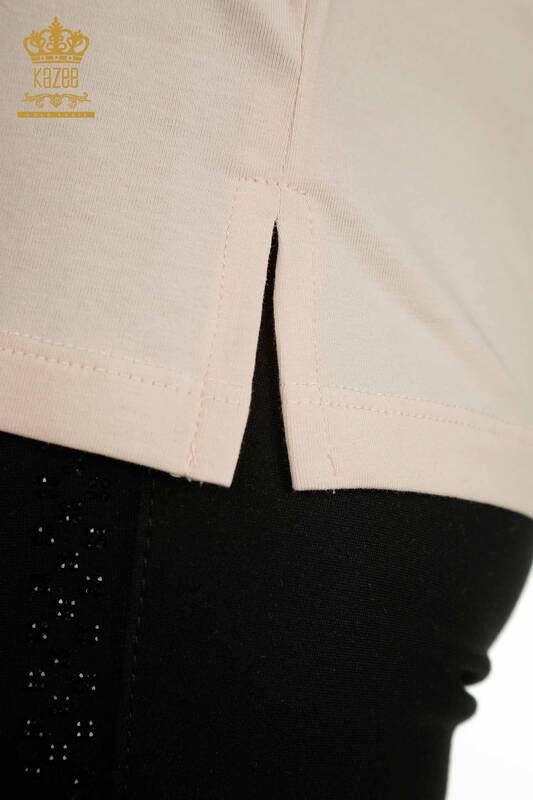 Bluză de damă cu ridicata - Mânecă scurtă - pudră ușoară - 79563 | KAZEE