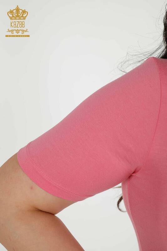 Bluză de damă cu mânecă scurtă roz - 79264 | KAZEE