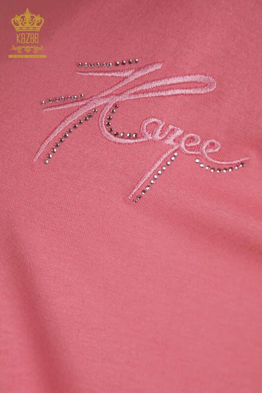 Bluză de damă cu mânecă scurtă roz - 79302 | KAZEE