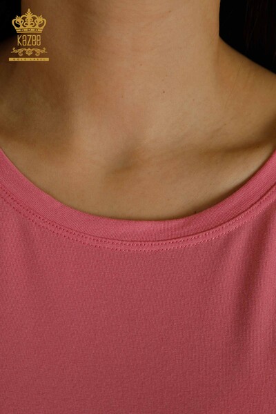 Bluză de damă cu mânecă scurtă roz - 79302 | KAZEE - Thumbnail