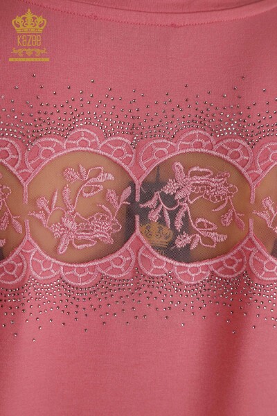 Bluză de damă cu mânecă scurtă roz - 79302 | KAZEE - Thumbnail