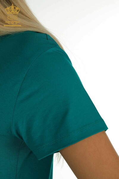 Bluză de damă cu mânecă scurtă verde - 79239 | KAZEE - Thumbnail