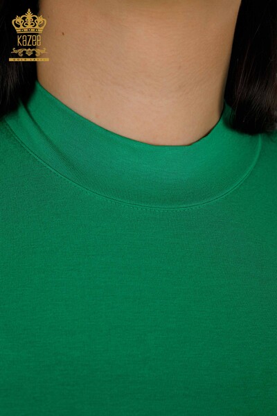 Bluză de damă cu mânecă scurtă verde - 79264 | KAZEE - Thumbnail