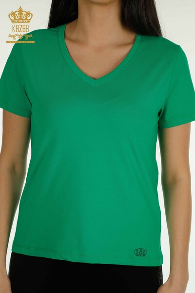 Bluză de damă cu ridicata - Mânecă scurtă - verde - 79561 | KAZEE - Thumbnail