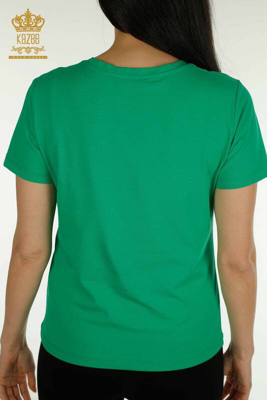 Bluză de damă cu ridicata - Mânecă scurtă - verde - 79561 | KAZEE