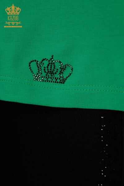 Bluză de damă cu ridicata - Cu mânecă scurtă - verde - 79563 | KAZEE - Thumbnail