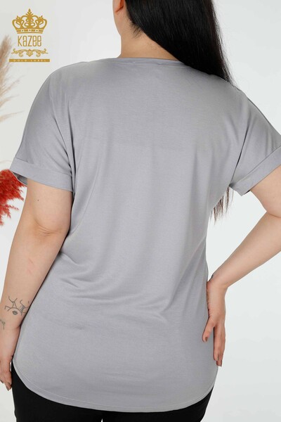 Bluză de damă cu ridicata American Model Gri - 77005 | KAZEE - Thumbnail