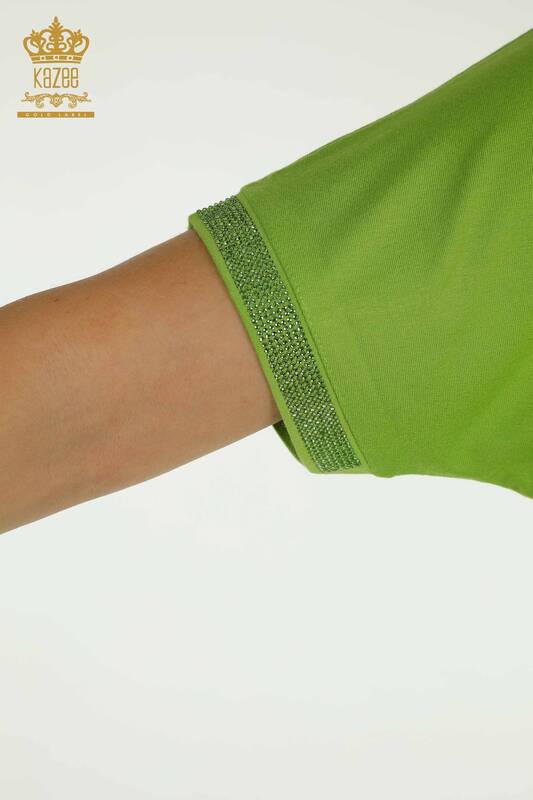 Bluză de damă cu ridicata - Model de păsări - Verde - 79296 | KAZEE