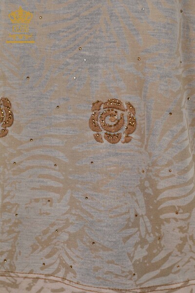 Bluză de damă cu ridicata din nurcă cu model trandafir - 79131 | KAZEE - Thumbnail
