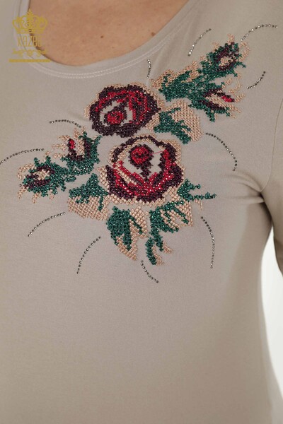 Bluză de damă cu ridicata din nurcă cu model trandafir - 79046 | KAZEE - Thumbnail