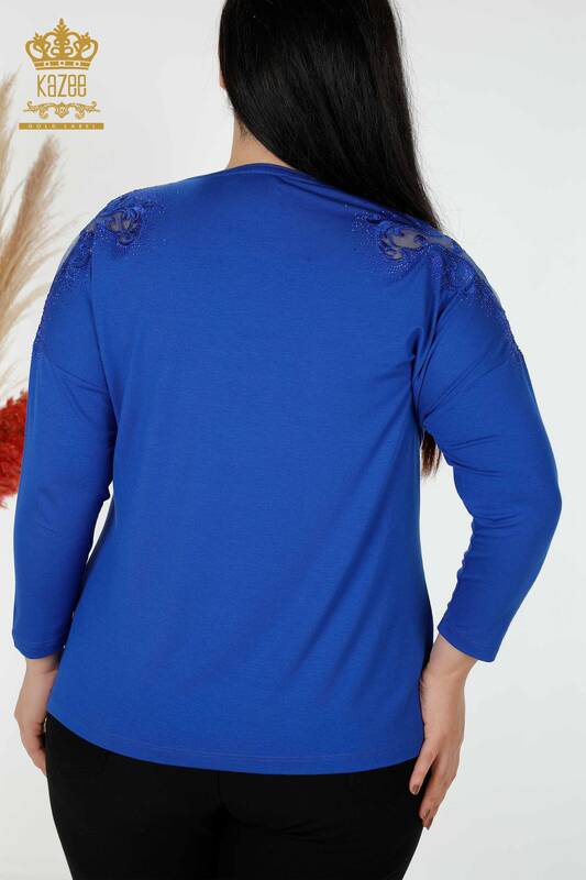 Bluză de damă cu ridicata Crystal Stone Brodate Saks - 78911 | KAZEE