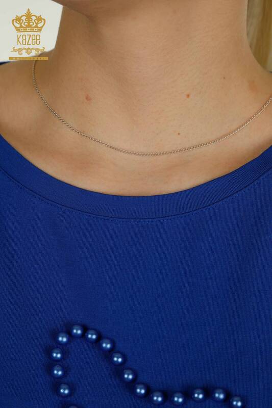 Bluză cu ridicata pentru femei - Brodat cu margele - Saks - 79196 | KAZEE