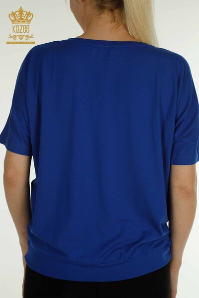 Bluză cu ridicata pentru femei - Brodat cu margele - Saks - 79196 | KAZEE - Thumbnail