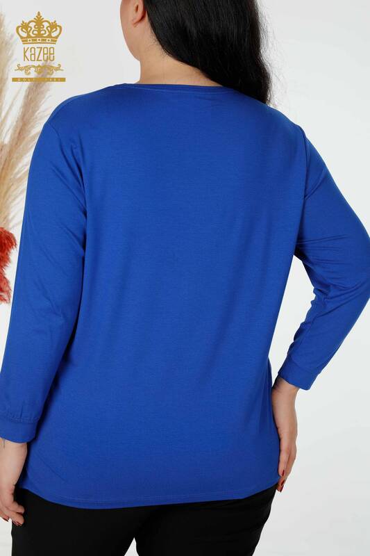 Bluză de damă cu ridicata Frunze cu model Saks - 77913 | KAZEE