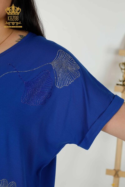 Bluză de damă cu ridicata frunze cu model Saks - 79318 | KAZEE - Thumbnail