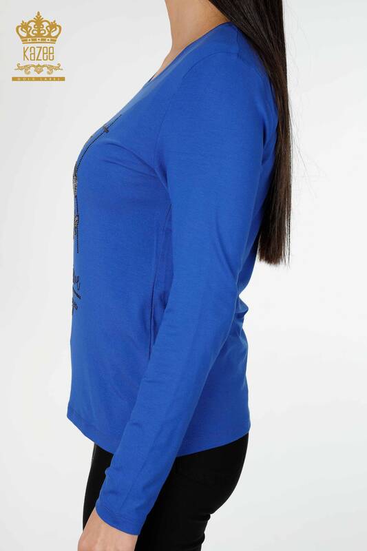 Bluză de damă cu ridicata Saks cu modele de flori - 79014 | KAZEE
