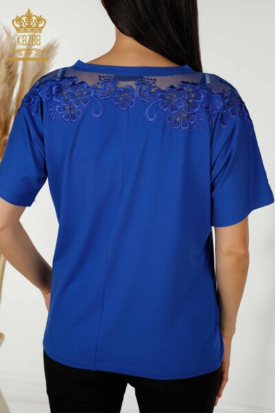 Bluză de damă cu ridicata Saks cu modele de flori - 79081 | KAZEE - Thumbnail