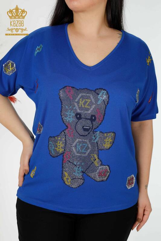Bluză de damă cu ridicata cu modele de urs Saks - 77666 | KAZEE