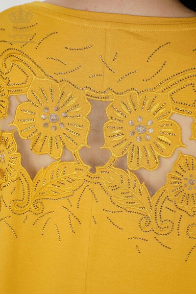 Bluză de damă cu ridicata cu modele florale șofran - 77990 | KAZEE - Thumbnail