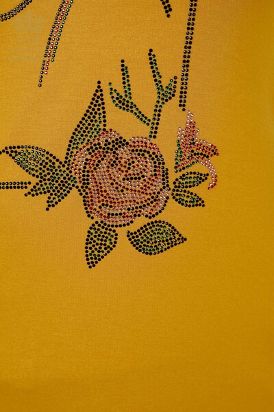 Bluză de damă cu ridicata cu modele florale șofran - 79042 | KAZEE - Thumbnail