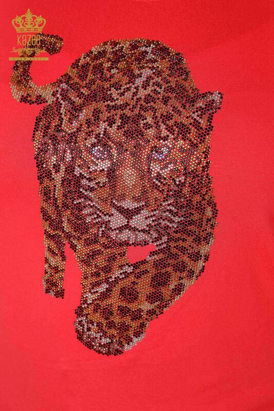 Bluză de damă cu ridicata cu model tigru Coral - 79050 | KAZEE