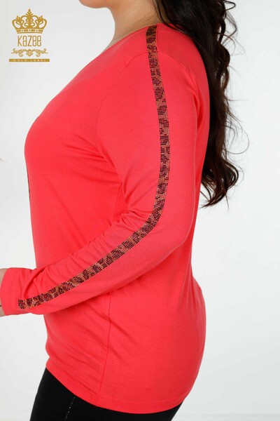 Bluză de damă cu ridicata cu model tigru Coral - 79050 | KAZEE - Thumbnail