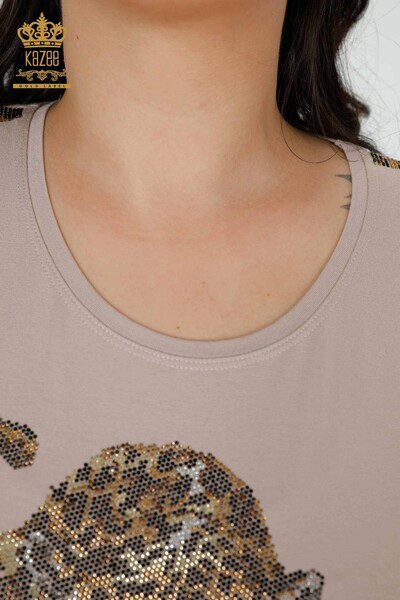 Bluză de damă cu ridicata, model tigru, nurcă - 79050 | KAZEE - Thumbnail