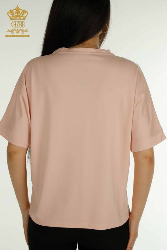 Bluză de damă cu ridicata - Tulle Detaliat - Pudra - 79500 | KAZEE