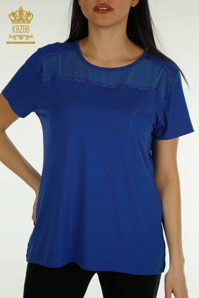Bluză de damă cu ridicata din tul cu detalii Saks - 78996 | KAZEE - Thumbnail