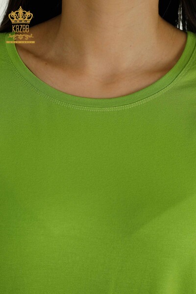 Bluză de damă cu ridicata cu detaliu din tul verde - 79390 | KAZEE - Thumbnail