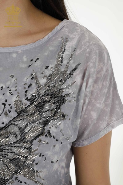 Bluză de damă cu ridicata cu model fluture colorat negru - 79165 | KAZEE - Thumbnail