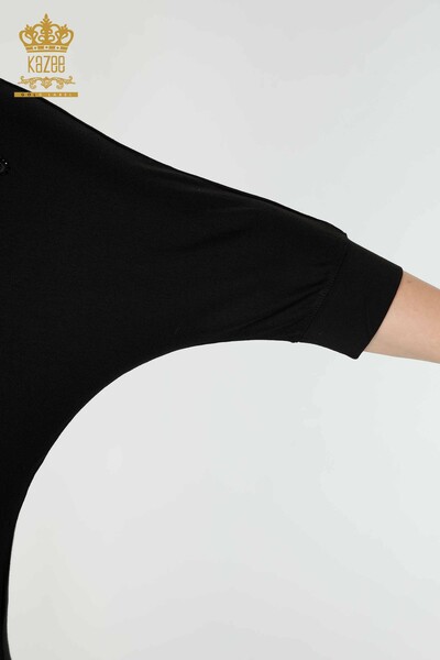 Bluză de damă cu ridicata cu model fluture colorat negru - 77901 | KAZEE - 6