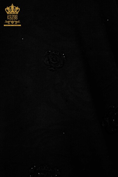 Bluză de damă cu ridicata cu model trandafir negru - 79131 | KAZEE - Thumbnail