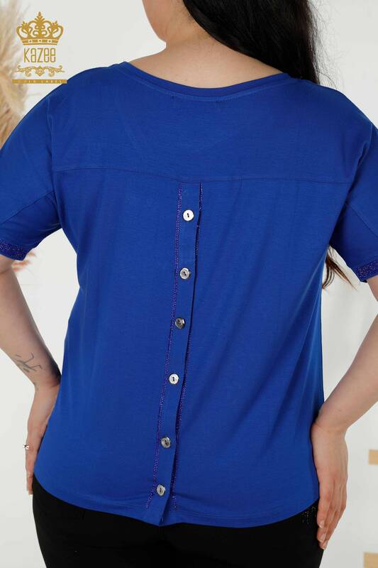 Bluză de damă cu ridicata Saks cu modele de păsări - 79296 | KAZEE