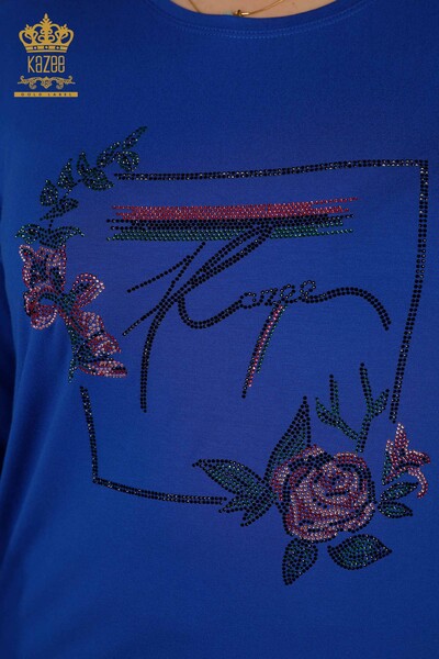 Bluză de damă cu ridicata Saks cu modele de flori - 79042 | KAZEE - Thumbnail