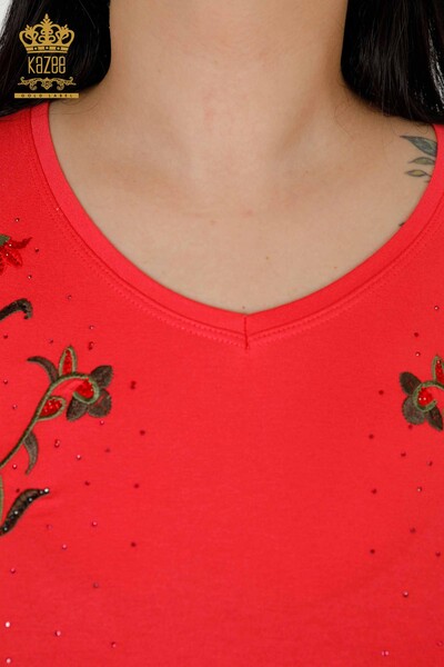 Bluză de damă cu ridicata cu model trandafir Floare de rodie - 79044 | KAZEE - Thumbnail