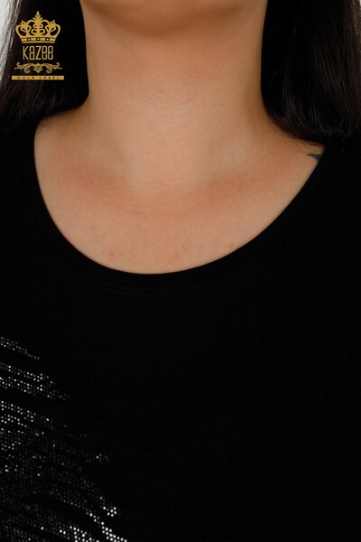 Bluză de damă cu ridicata Frunze cu model negru - 79322 | KAZEE - Thumbnail