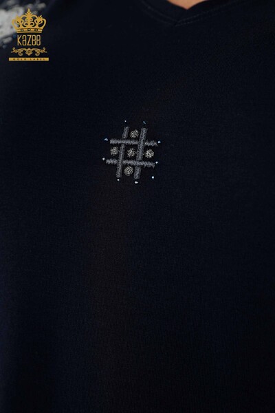 Bluză de damă cu ridicata cu modele florale bleumarin - 78879 | KAZEE - Thumbnail