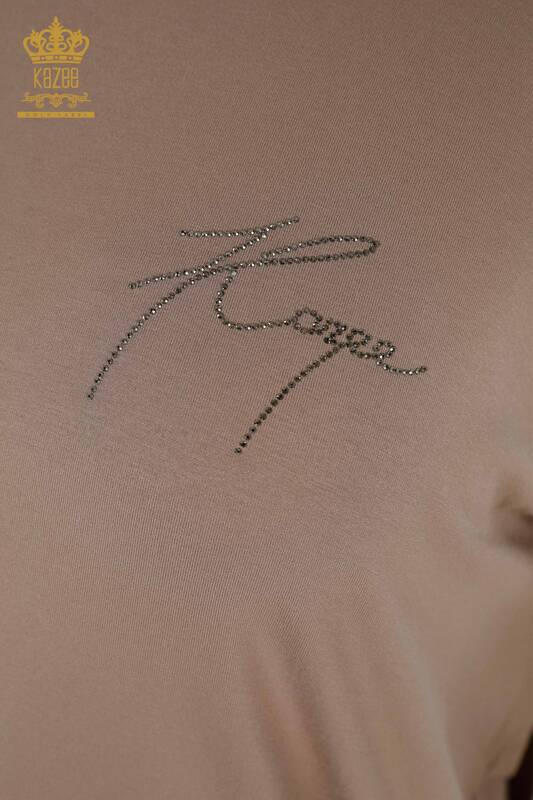 Bluză de damă cu ridicata detaliată pe umeri din nurcă - 79108 | KAZEE