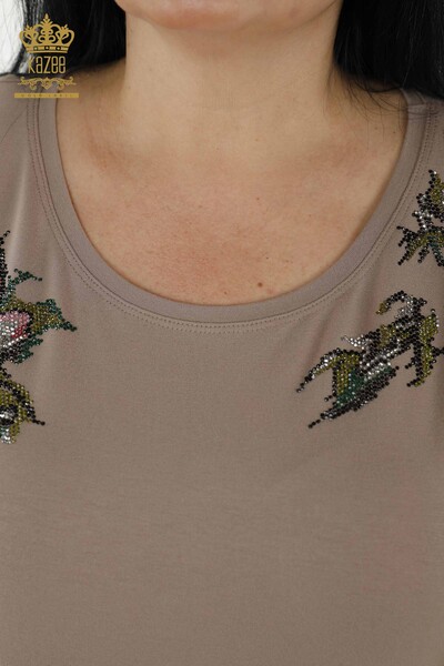 Bluză de damă cu ridicata din nurcă cu modele florale - 79089 | KAZEE - Thumbnail