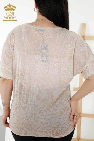 Bluză de damă cu ridicata din nurcă cu modele florale - 79126 | KAZEE - Thumbnail