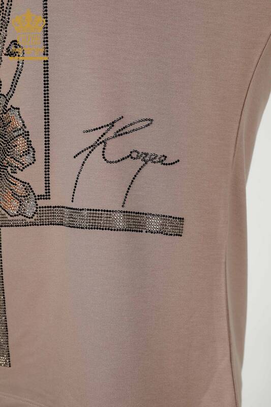 Bluză de damă cu ridicata din nurcă cu modele florale - 79306 | KAZEE