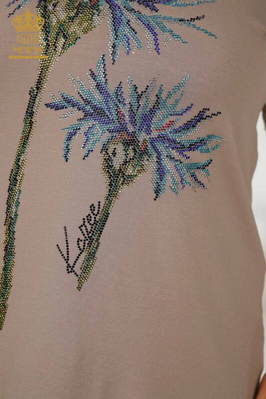 Bluză de damă cu ridicata din nurcă cu modele florale - 79369 | KAZEE