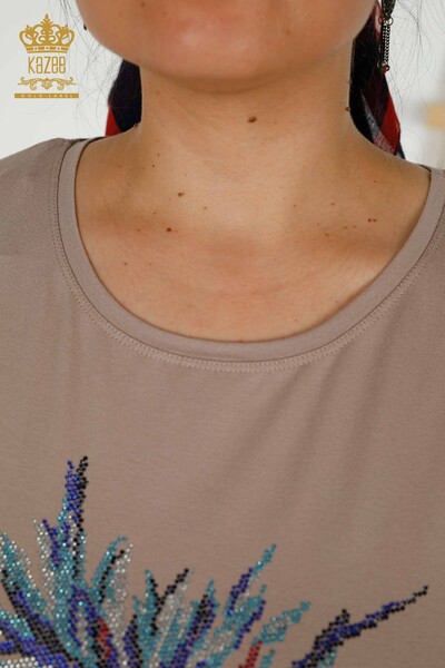 Bluză de damă cu ridicata din nurcă cu modele florale - 79369 | KAZEE - Thumbnail