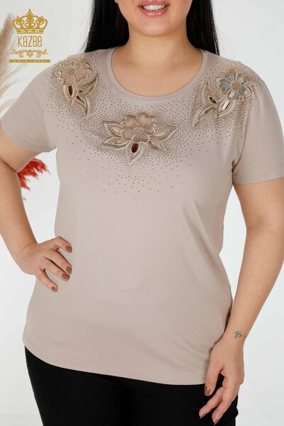 Bluză de damă cu ridicata din nurcă cu modele florale - 78922 | KAZEE - Thumbnail