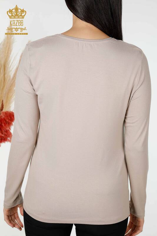 Bluză de damă cu ridicata din nurcă cu modele florale - 79014 | KAZEE